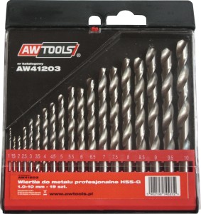 Wiertła do metalu AW TOOLS AW41203 19szt 1,0-10mm