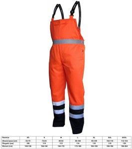 Vwjk113Bon/Xxl Spodnie Odblaskowe Ocieplane, Ogrodniczki Rozm. Xxl